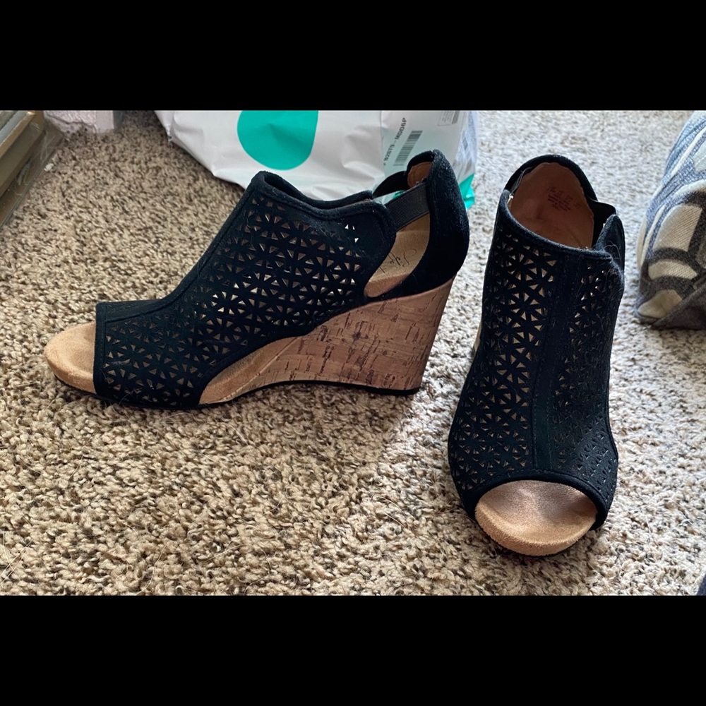 Black Wedge Sandals